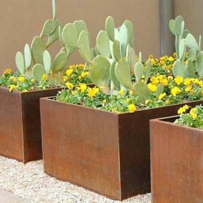 Подгонянные цветочные горшки Corten на открытом воздухе большой коробки плантатора прямоугольные стальные