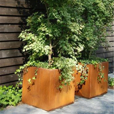 Подгонянные цветочные горшки Corten на открытом воздухе большой коробки плантатора прямоугольные стальные