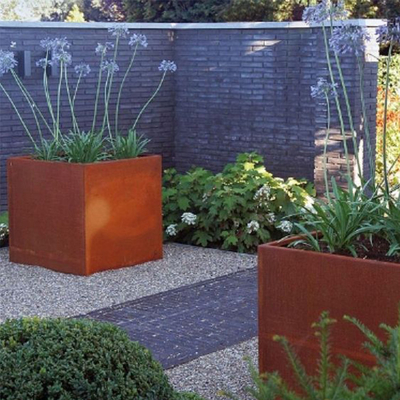Подгонянные цветочные горшки Corten на открытом воздухе большой коробки плантатора прямоугольные стальные