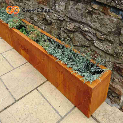 Цветочные горшки Corten большого плантатора металла квадрата на открытом воздухе стальные подгоняли