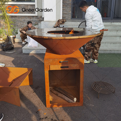 Pre выдержанный ямы барбекю угля Corten размер стальной Firepits ориентированный на заказчика
