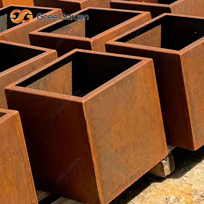 Плантатор металла Corten квадрата стальной деревенский кладет вырезывание в коробку лазера