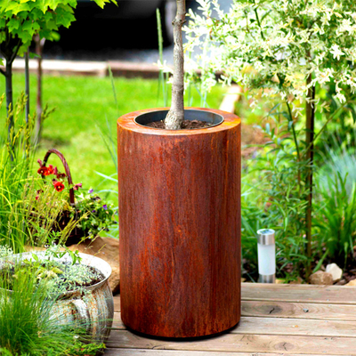 Финиш цветка ржавый вокруг плантаторов Corten стальных для сада