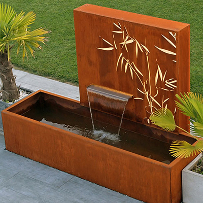 фонтан 1500x1000x600mm деревенский Corten стальной с лазером отрезал панель экрана