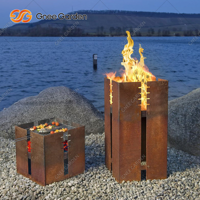 уголь гриля БАРБЕКЮ 1200mm квадратный Corten стальной горя декоративным