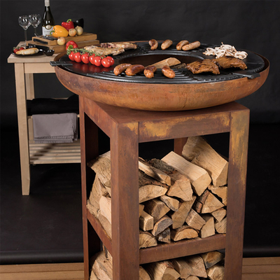Современная уличная кухня Corten Steel Grill Wood Burning Camping BBQ Grill