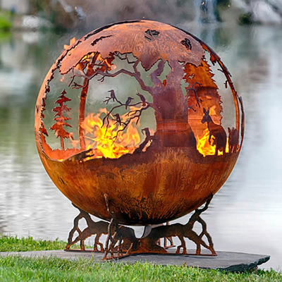 Handcrafted толстая сфер шара ямы и воды огня 100cm Corten стальных сформировала
