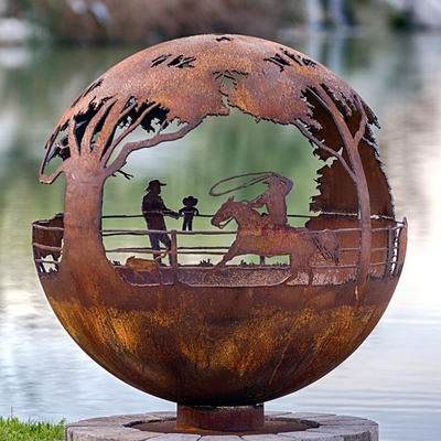 яма огня декоративного Corten глобуса 900mm стальная Handcrafted
