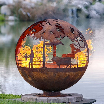 яма огня декоративного Corten глобуса 900mm стальная Handcrafted