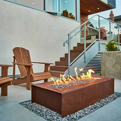 Яма огня стали Corten топления пропана газа украшение двора 1200 x 600 x 320mm