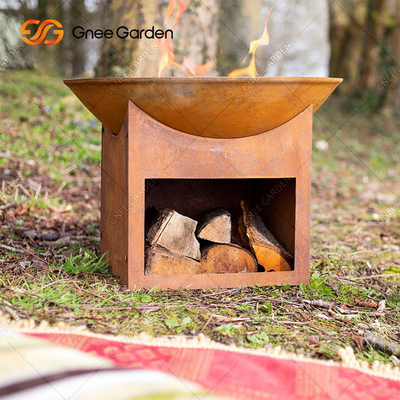 Круглая древесина открытого сада горя яму 3mm огня Corten стальную с деревянным хранением