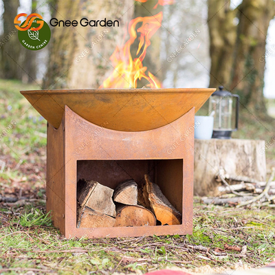 Круглая древесина открытого сада горя яму 3mm огня Corten стальную с деревянным хранением