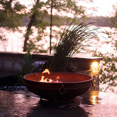 Горение древесины топления камина Firepit стального сада Corten на открытом воздухе современное