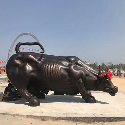 Статуи ландшафта яркой бронзовой Bull скульптуры высоты 180cm на открытом воздухе