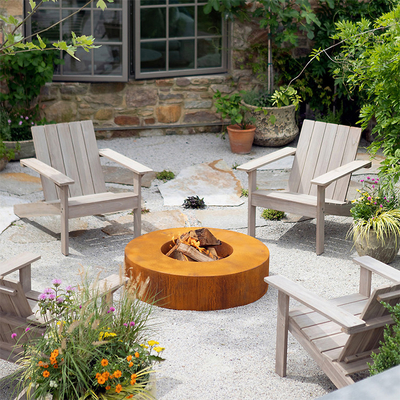 Decprative вокруг древесины горя шар 70cm ямы огня Corten стальной