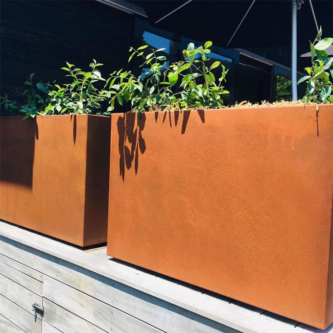 Плантаторы Corten украшения сада стальные кладут большое на открытом воздухе в коробку