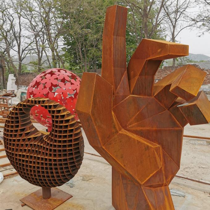 Ржавая большая скульптура Corten стальная для фабрики украшения парка сразу