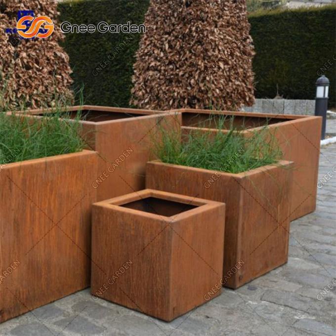 Плантатор металла ржавой погоды коробки завода Corten обработки стальной квадратной устойчивый на открытом воздухе