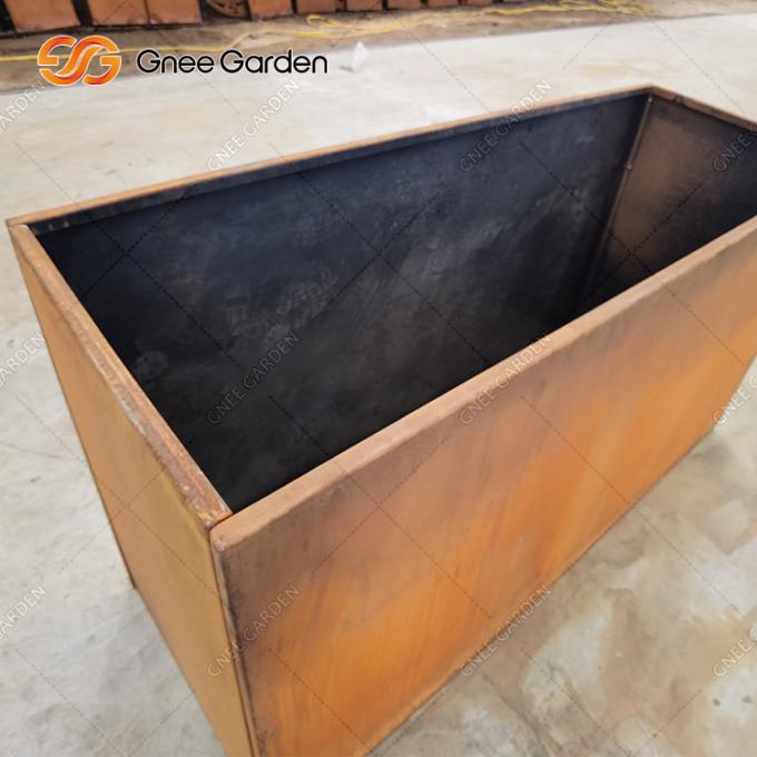 Плантаторы металла Corten деревенского цветочного горшка Corten стального прямоугольного стальные отделяемые на открытом воздухе
