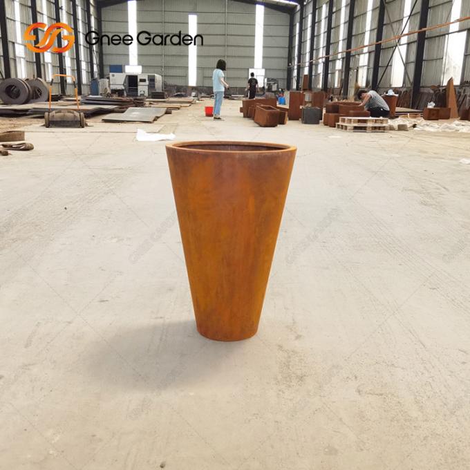 Подгонянный сад цветочного горшка Corten функции стальной устанавливает плантатора металла цветочного горшка на открытом воздухе
