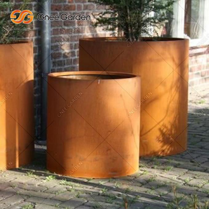 Плантатор металла Bespoke круглого завода дерева Corten цветочных горшков стального прямоугольный на открытом воздухе