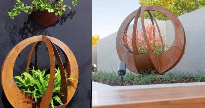 Декоративный сад засаживая металла украшения цветочного горшка Corten коробки плантатора стального на открытом воздухе