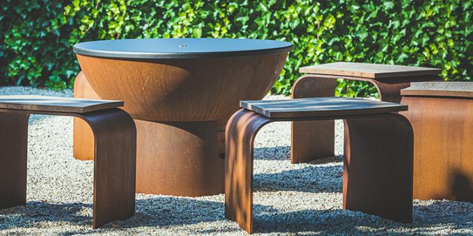 Грили БАРБЕКЮ GN-BBQ-214 Corten ржавчины открытого сада стальные сверхмощные на открытом воздухе варя