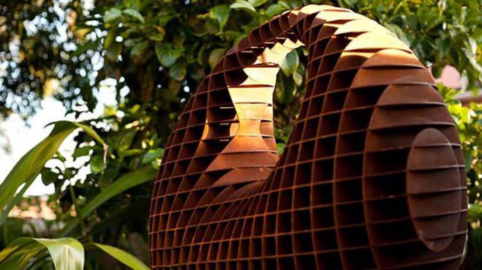 Скульптура Corten большого дизайна орнамента ландшафта известного нового стальная с трехмерной формой шара