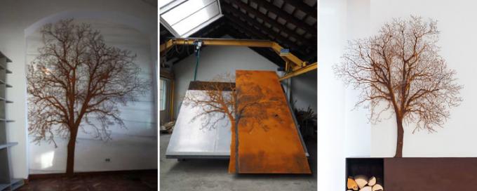 Ориентированная на заказчика ржавая большая скульптура дерева Corten стальная для украшения парка