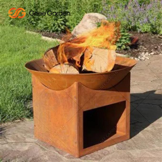 древесина открытого сада 3mm круглая горя яму огня Corten стальную с деревянным хранением с различными размерами